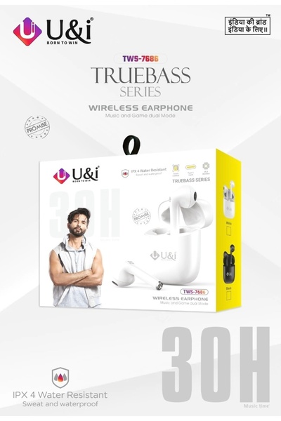 U & I Born To Win Wireless EarPod | Music and Game Dual Mode Earbud | Bluetooth 5.0, Noise Canceling Technology, White