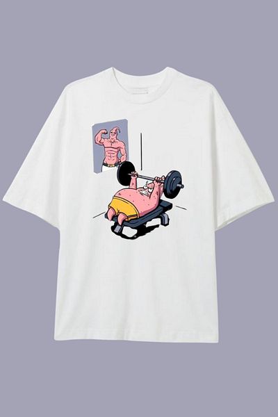 Dupe Design Patrick Gym Printed Oversize White T-Shirt