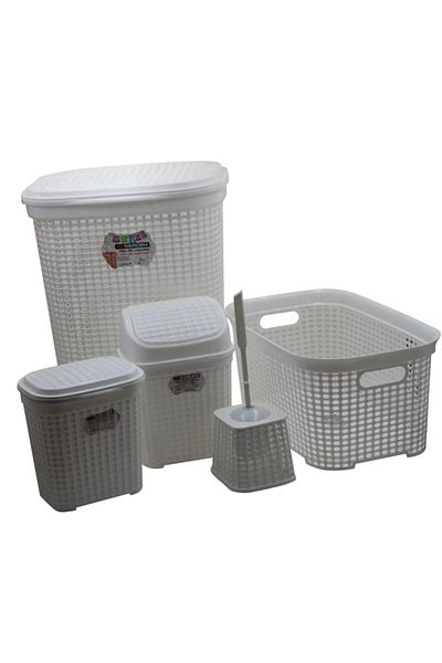 SepetBudur Honeycomb 5 Piece Bathroom Dowry Set Royaleks-Mrd307-Dv