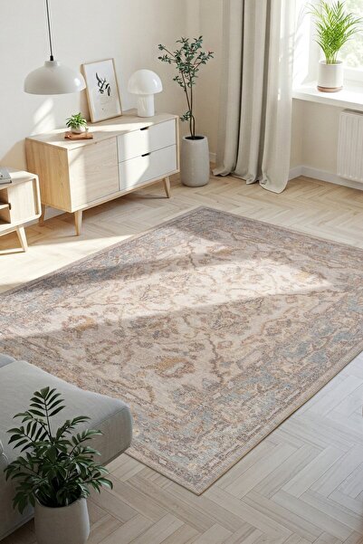 ARTLOOP Relic Gri Vintage Dokulu Klasik Desenli Dokuma Tabanlı Şönil Halı AL 511