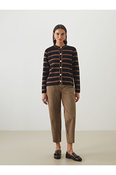 LC Waikiki Shining Store'dan Işıltılı Seçimler | Bisiklet Yaka Çizgili Kadın Triko Hırka