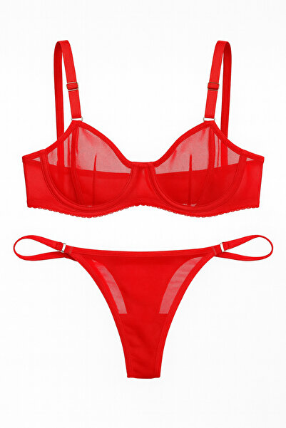 Ponpon Collection Transparan Sütyen & G-String Takımı – Romantik ve Şık İç Ça...
