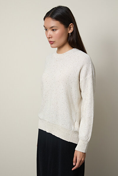 Serianno Mini Payetli Bisiklet Yaka Kazak