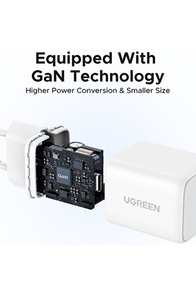 Ugreen USB-C charger, GaN, Fast Charging, 20W, PD3.0, QC4, 3A - X512 (55554) - White