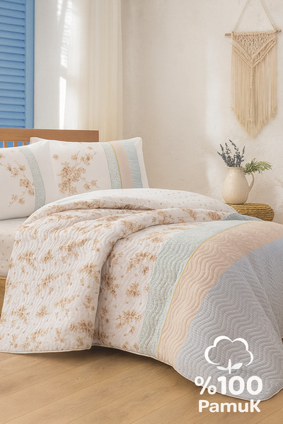 Evimcim 100% Cotton Single Quilted Duvet Cover Set Floral Pattern Luxury Box