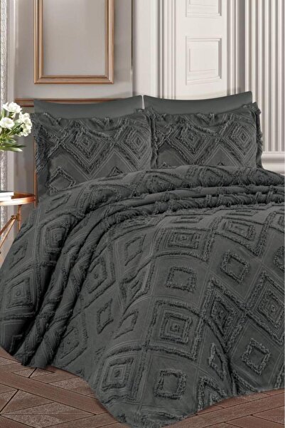 bursa çeyiz Artemis Bearded 3 Piece Double Pique Set Anthracite