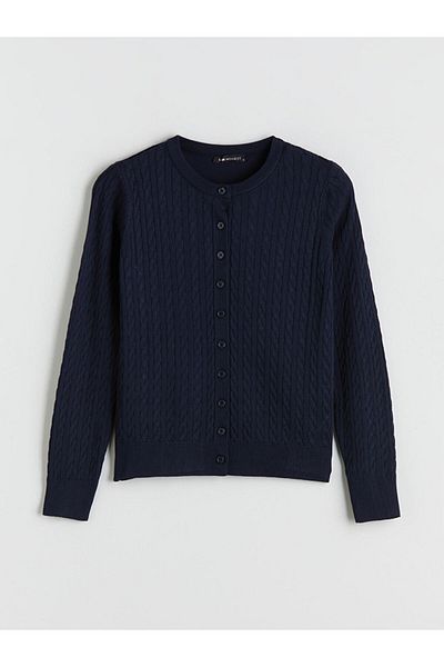 LC Waikiki Quality Parts from Celebi Store |   Crew Neck Self Patterned Women's Knitwear Cardigan
