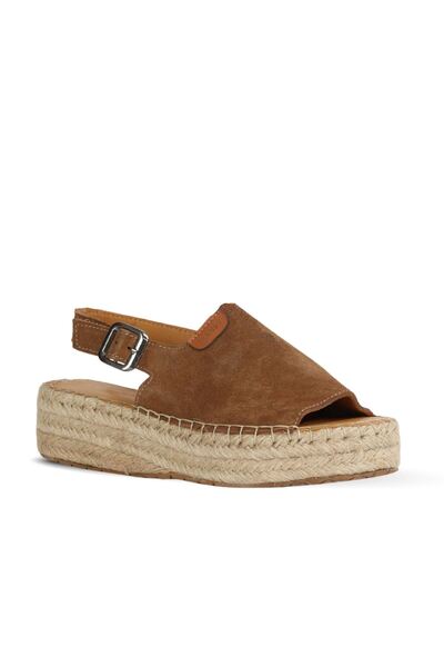 Bueno Shoes Tan Suede Women's Flat Sandals 14Ws72500