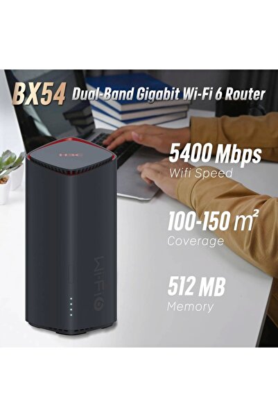 H3C Magic Bx54, Tekli Mesh, 5400mbps, Dual Band, Wifi6, 4port Gigabit Lan, Geniş Kapsama Alanı, Rout