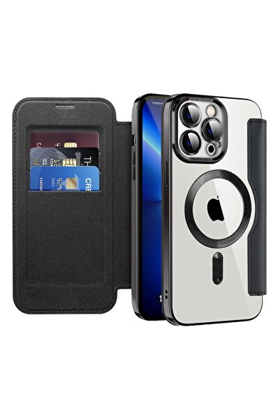 Techsuit Husă pentru iPhone 13 Pro - SmartMag Book Case - Negru