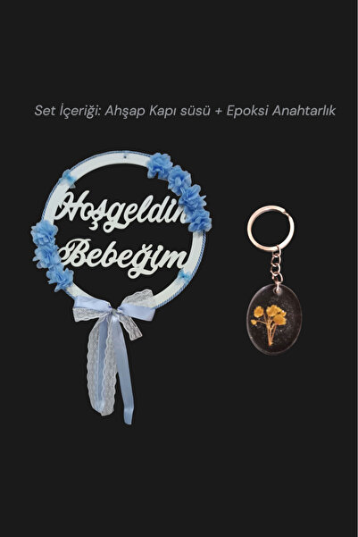 selmahobi Ahşap Hoşgeldin Bebeğim Kapı Süsü 2'li Set