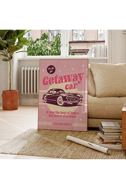512 STORE Estetik Taylor Retro Duvar Dekor Pink Green White Getaway Car Ev De...