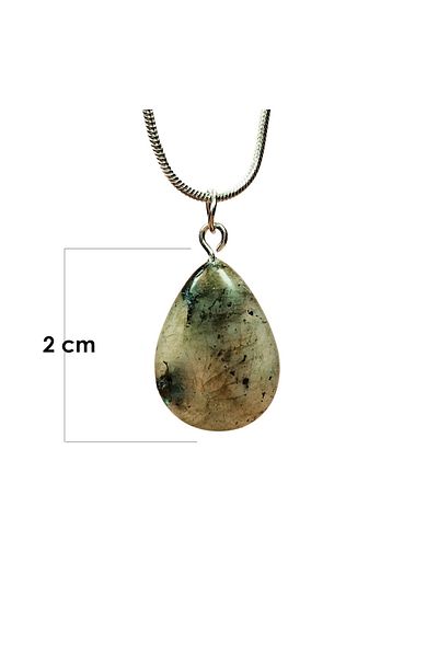 SepetBudur Labradorite Natural Stone Chain Handmade Necklace End: 2 cm Chain: 20 cm Boxed