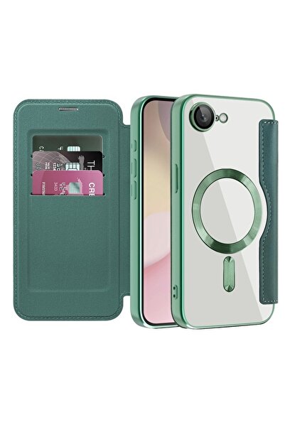 Techsuit Husă pentru iPhone 16e - SmartMag Book Case - Verde
