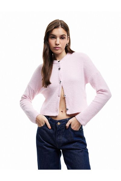 Koton Long Sleeve Crew Neck Button Cardigan