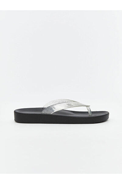 LC Waikiki Gray Glitter Flip Flops