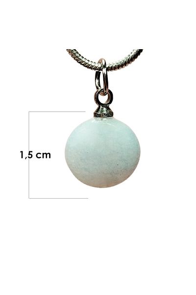 SepetBudur Chalcedony Natural Stone Chain Handmade Necklace End: 1.5 cm Chain: 20 cm Boxed