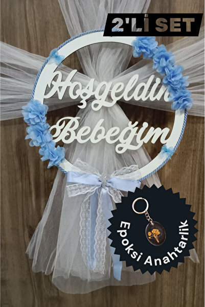 selmahobi Ahşap Hoşgeldin Bebeğim Kapı Süsü 2'li Set