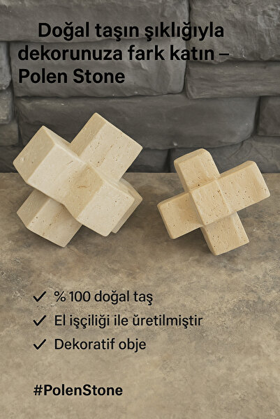 Polen Stone Traverten Doğal Taş Dekoratif 2’li Obje