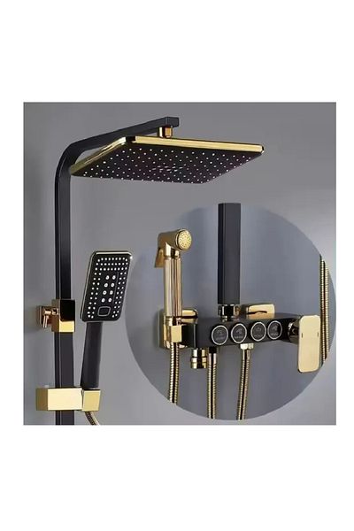 OEM Complete shower column MZ-8006, With thermostat, Shower mixer with individual control, Black