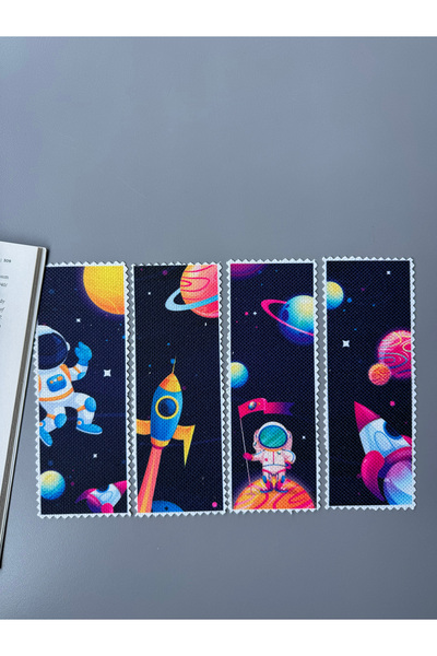 pamukcanta علامة مرجعية من القماش القماشي بطابع رائد الفضاء (4 قطع) قابلة للغسل