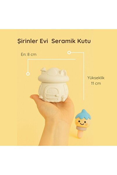Şirinler Evi Seramik Saksı/kutu | Boyanabilir Çocuk Odası Dekor