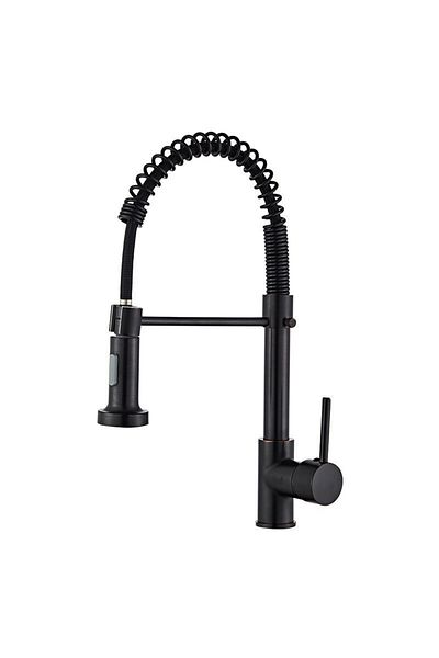 OEM Professional kitchen faucet, MZ-6008, with pull-out spray, stainless steel, sink mounting, Black