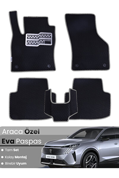stiloto مجموعة كاملة من سجادة EVA المتوافقة مع بيجو 3008 Hybrid (2024-2025) -...