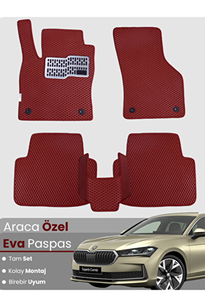 stiloto مجموعة كاملة من سجادة EVA المتوافقة مع Skoda Super B (2024-2025) - مخ...