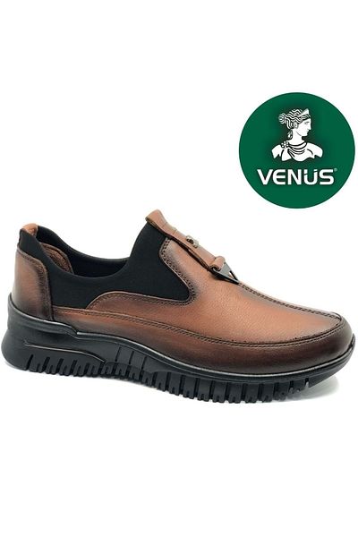 Venüs Pilea Genuine Leather Orthopedic Women's Casual Shoes Taba