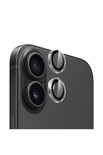 BLUEO Folie de protecție pentru iPhone 16 / iPhone 16 Plus - Ramă metalică originală pentru lentile - Transparentă