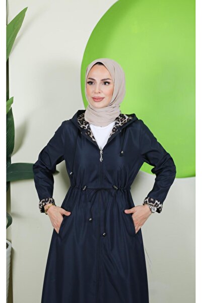 Vibeys Collection Full Length Plus Size Women's Trench Coat with Leopard Pattern Inside and Self-Lining