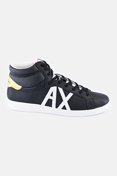 Armani Exchange Men Brand Logo Lace Up Casual Shoes, Black