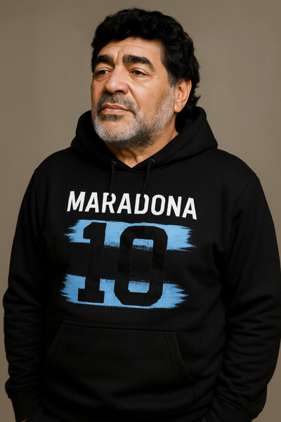 CLASSY.MODA Maradona Number 10 Hooded Kangaroo Pocket Sweatshirt – Argentina Football Legend Design