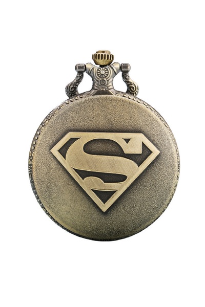 ForWhat Men's Watch with Superman Motif with Shackle for Bureau Home Office Gift