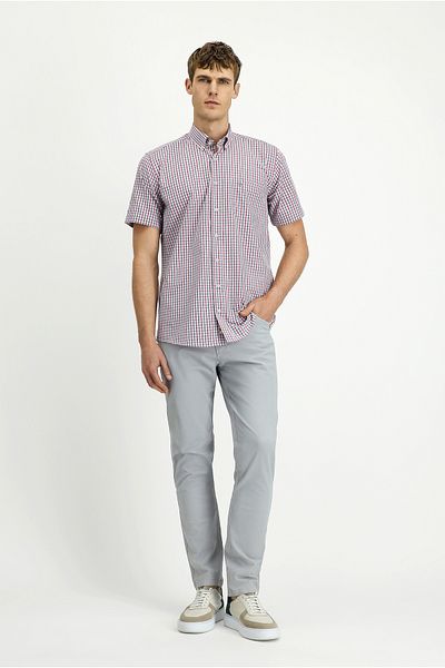 Kiğılı Short Sleeve Regular Fit Plaid Button Collar Easy-Iron Cotton Shirt