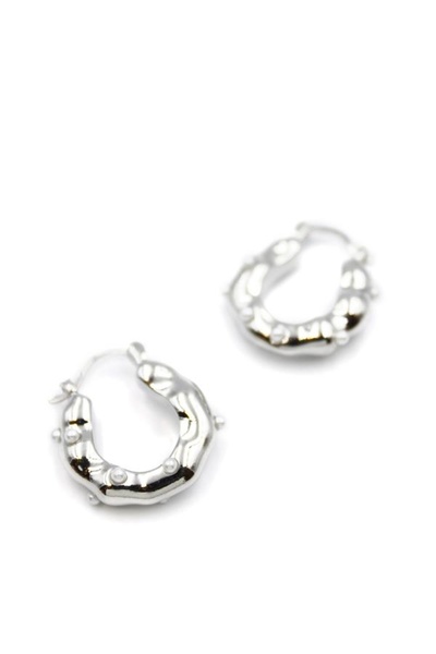 SepetBudur Pearl Hoop Earrings - Silver