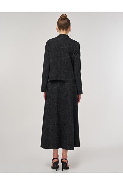 Kayra Button Detailed Skirt Suit Black