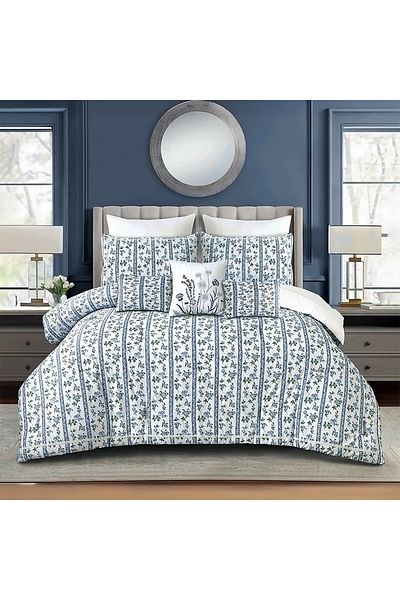 Bee Home Botanical Ribbon | 100% Cotton Double 9-Piece Duvet Set