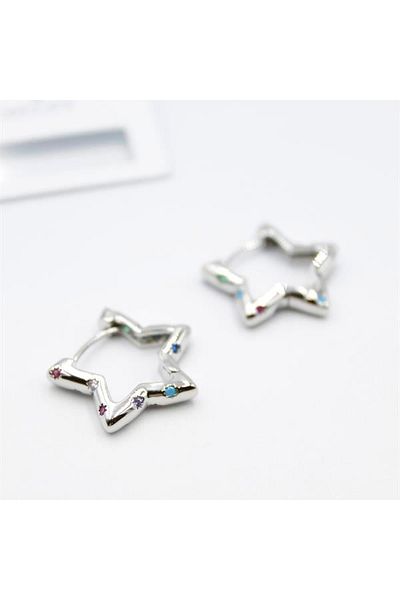SepetBudur Stone Star Earrings - Silver