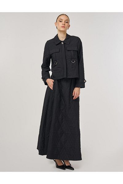KYR Metal Buckle Skirt Suit Black