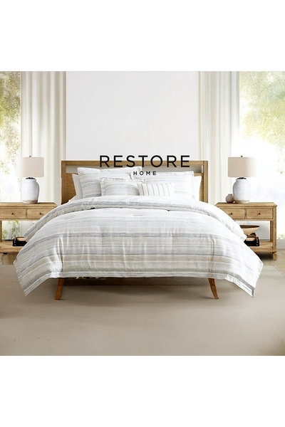 Bee Home Stripe | 100% Cotton Double 8-Piece Duvet Set