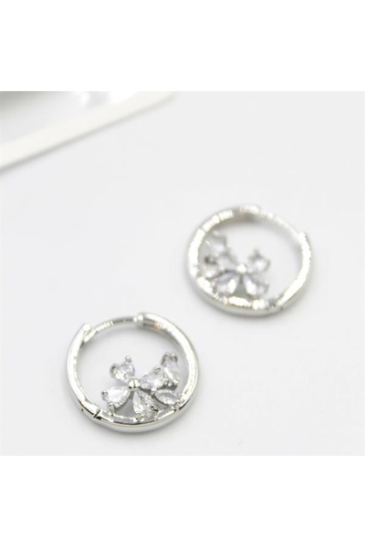 SepetBudur Jewelled Flower Earrings - Silver