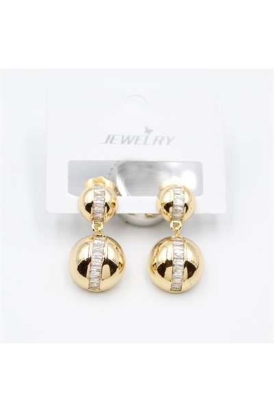 SepetBudur Baguette Stone Earrings - Gold