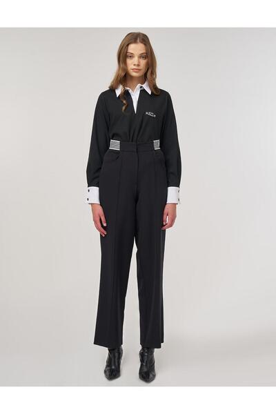 KYR Çima Stitched Fabric Trousers Black