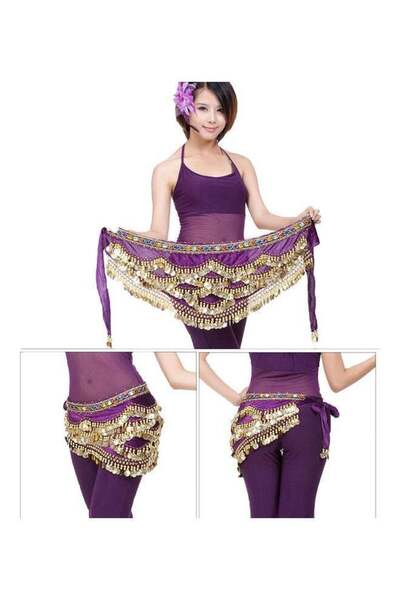 Generic سلسلة خصر للرقص الشرقي، حزام، تنورة رقص بنفسجية