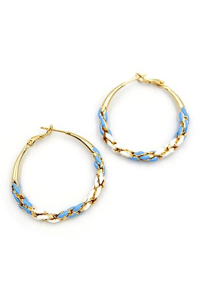 SepetBudur Enameled Hoop Earrings - Blue