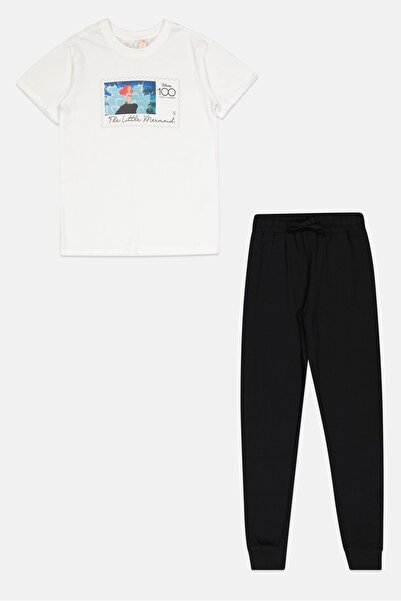 Zivame Disney x Kids Girl Graphic Print Short Sleeves Top And Bottom Pajama Set, Multicolor