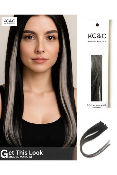 keep calm Black to Grey Ombre Hair Straight Single Highlight