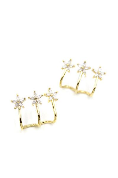 SepetBudur Triple Flower Earrings - Gold
